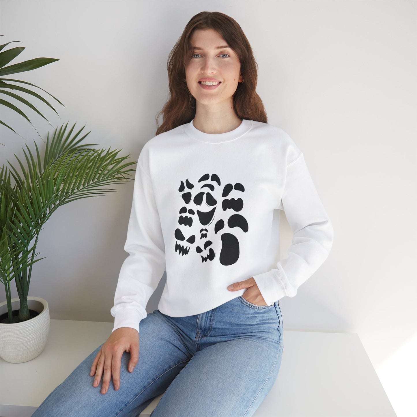 Monochrome Monster Face Unisex Sweatshirt