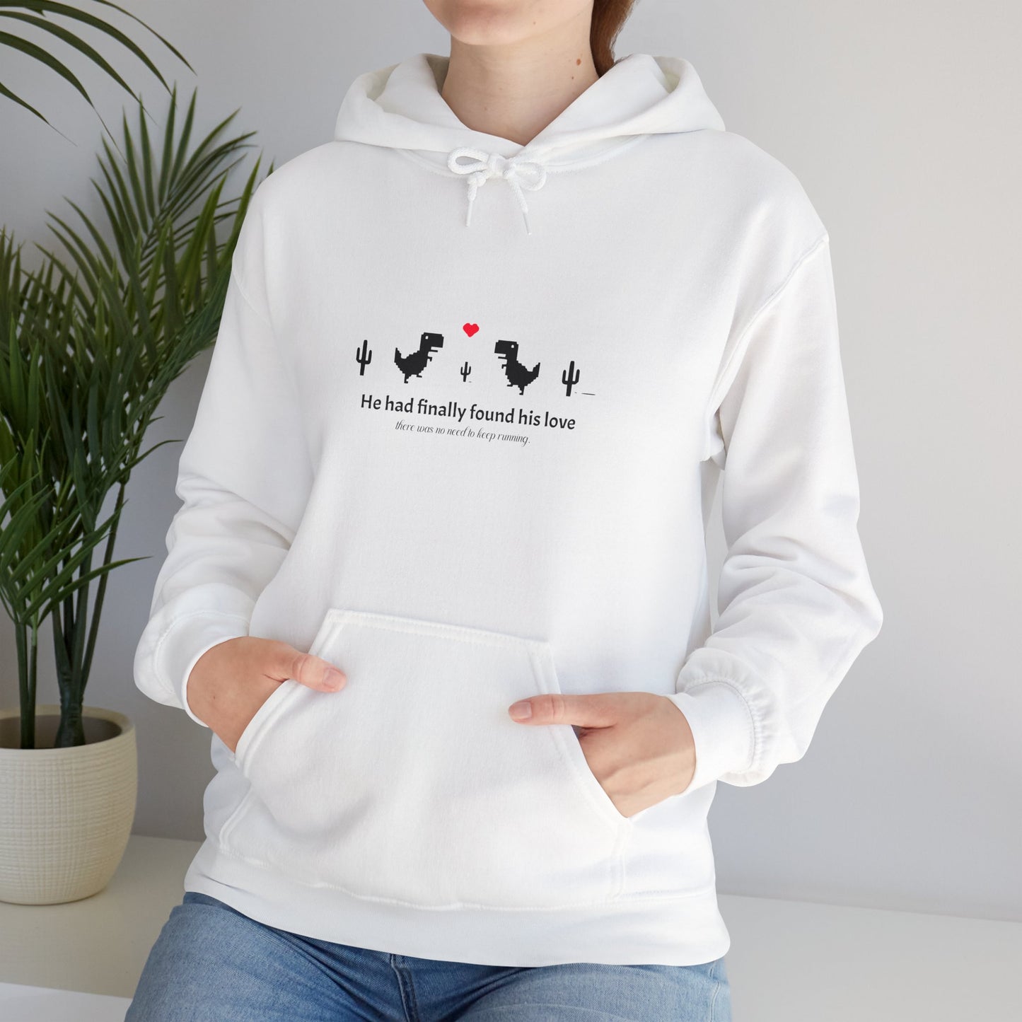 Pixel Dinosaurs: Love at the Finish Line Unisex Hoodie