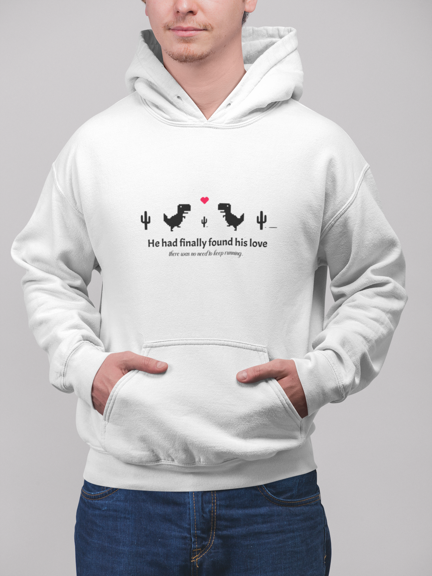 Pixel Dinosaurs: Love at the Finish Line Unisex Hoodie