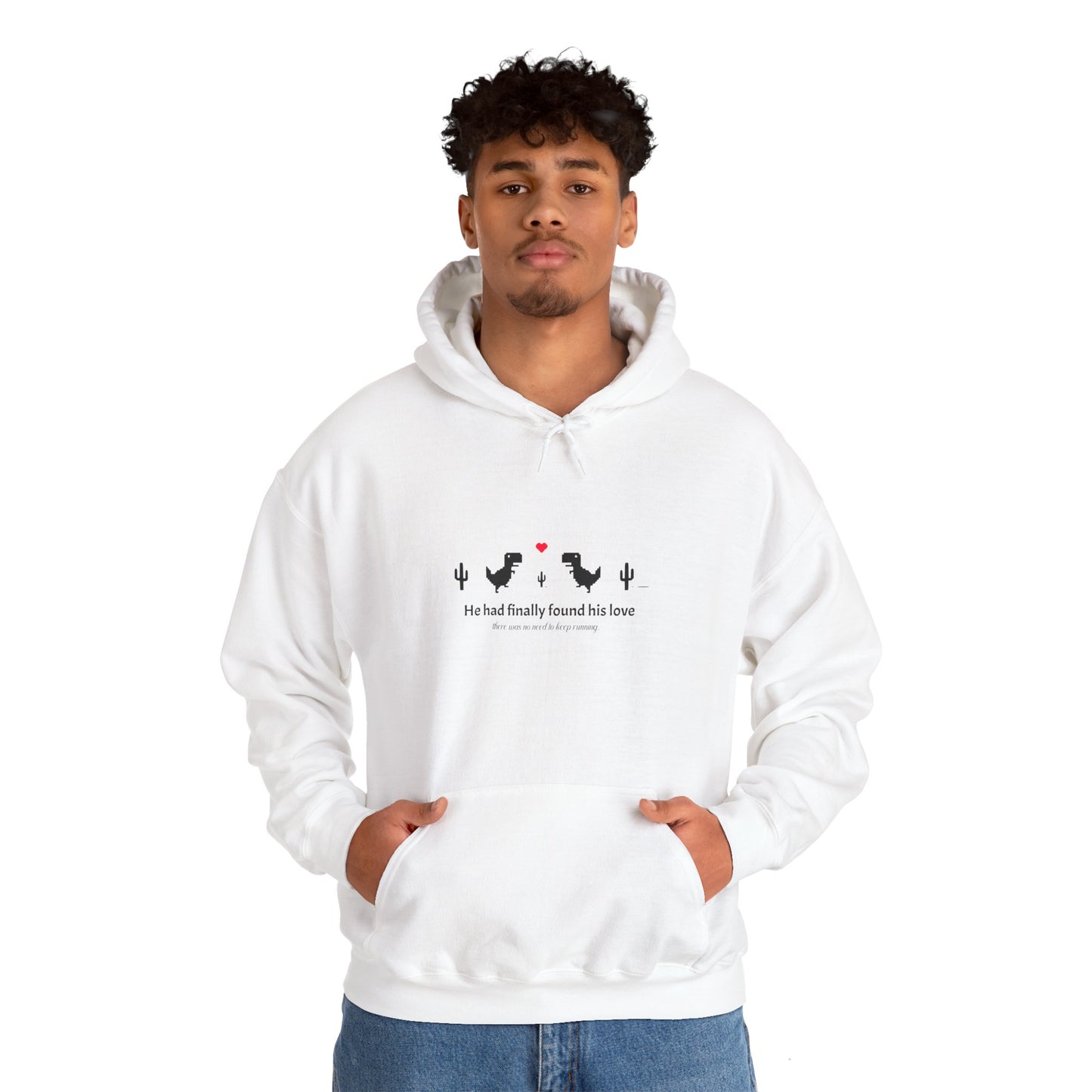 Pixel Dinosaurs: Love at the Finish Line Unisex Hoodie